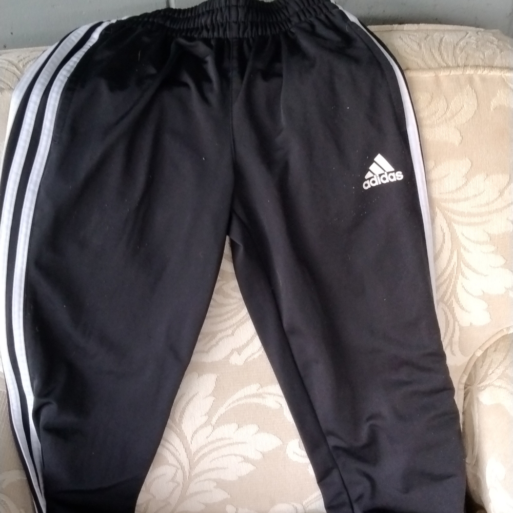 Black and white Adidas joggers